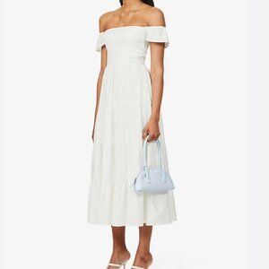 REFORMATION Derek Off The Shoulder Tiered Dress In White